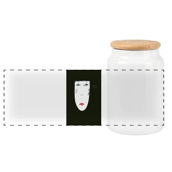 Dreamface - Boîte à biscuits avec couvercle en bois - blanc - Devant