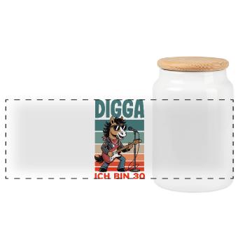 Digga Ich Bin 30 Pferd Rock - Panorama Keksdose mit Holzdeckel - Weiß - Vorne