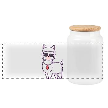 Llama cool avec cravate à lunettes de soleil - Boîte à biscuits avec couvercle en bois - blanc - Devant