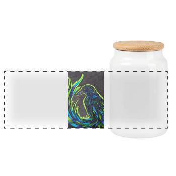 Phénix en plumage néon - Boîte à biscuits avec couvercle en bois - blanc - Devant