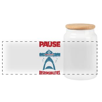 Pause the Game Not My Responsibilities - Panoramic Cookie Jar with Wooden Lid - white - Front