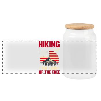 Hiking Mountain Trail Backpacking Outdoors Wildern - Panorama Keksdose mit Holzdeckel - Weiß - Vorne