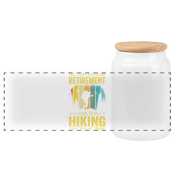 Hiking Retirement Plan Hiking and drink beer - Ret - Panoramic Cookie Jar with Wooden Lid - white - Front