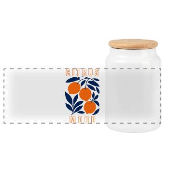 Citrus Mood - Panoramic Cookie Jar with Wooden Lid - white - Front