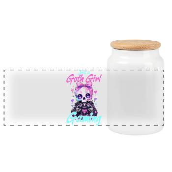 Pastel Goth Soft Goth Gaming Gamer - Panoramic Cookie Jar with Wooden Lid - white - Front