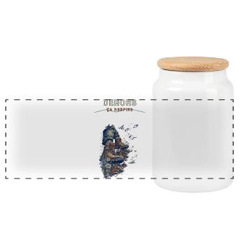 Bottes et flore sauvage hors piste - Boîte à biscuits avec couvercle en bois - blanc - Devant