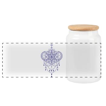 Spiritualität Heilige Geometrie Lotusblume Zen - Panorama Keksdose mit Holzdeckel - Weiß - Vorne