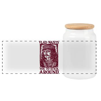 Vlad veut te garder - Boîte à biscuits avec couvercle en bois - blanc - Devant