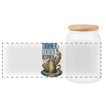 Tourner Centrer Respirer - Boîte à biscuits avec couvercle en bois - blanc - Devant