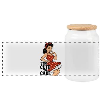 Trop mignonne pour s’en soucier – Pin-up coquine rétro - Boîte à biscuits avec couvercle en bois - blanc - Devant