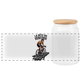 La Bête du Ventoux Grunge Cycling - Panoramic Cookie Jar with Wooden Lid - white - Front
