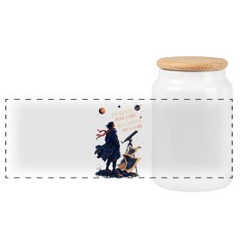 Rêverie Astronomique: Voir Plus Loin - Boîte à biscuits avec couvercle en bois - blanc - Devant
