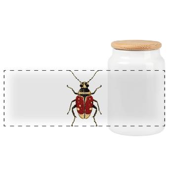 Chatte-coq, Mignon scarabée cerf, Scarabée rhinocéros, Insectes - Boîte à biscuits avec couvercle en bois - blanc - Devant
