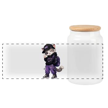 Abenteurer Kitten Purple Stars - Panorama Keksdose mit Holzdeckel - Weiß - Vorne
