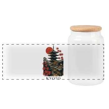 Kyoto Japan Pagoda Street Art - Panorama Keksdose mit Holzdeckel - Weiß - Vorne