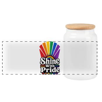 Shine With Pride Sonne Vintage Pride Motiv LGBTQ - Panorama Keksdose mit Holzdeckel - Weiß - Vorne