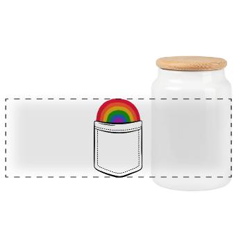 Pride Rainbow in Pocket - Chest Pocket - Panoramic Cookie Jar with Wooden Lid - white - Front