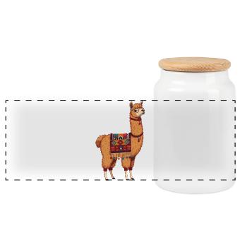 No drama, just llama - Panoramic Cookie Jar with Wooden Lid - white - Front