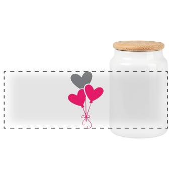 Amour des ballons en forme de cœur - Boîte à biscuits avec couvercle en bois - blanc - Devant
