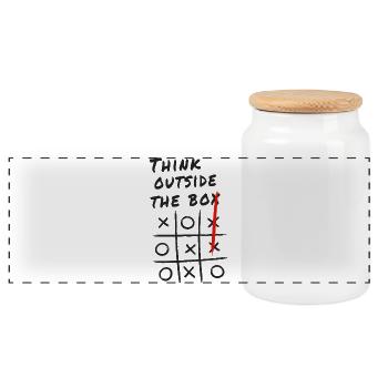 Think Outside the Box – Creative Tic-Tac-Toe - Panoramic Cookie Jar with Wooden Lid - white - Front