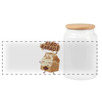 Ciao Kakao Kaba Milchkarton - Panorama Keksdose mit Holzdeckel - Weiß - Vorne