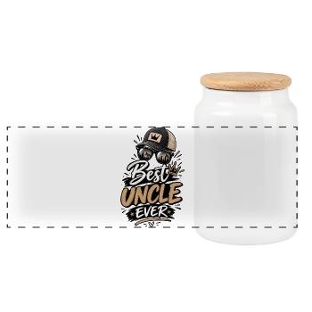 Best Uncle Ever Outdoors - Panoramic Cookie Jar with Wooden Lid - white - Front