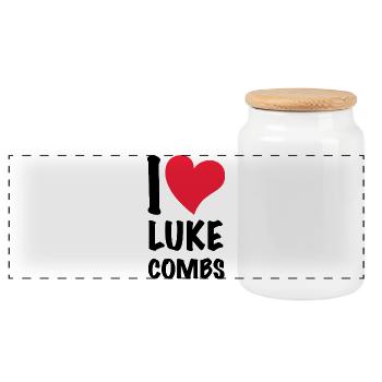 I love Luke Combs - Panoramic Cookie Jar with Wooden Lid - white - Front