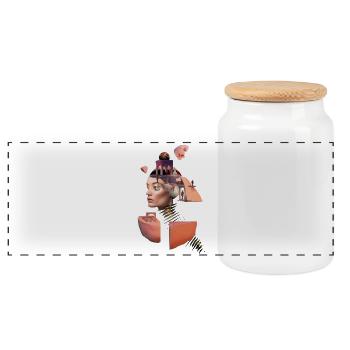Inner World - Collage distinctif - Boîte à biscuits avec couvercle en bois - blanc - Devant