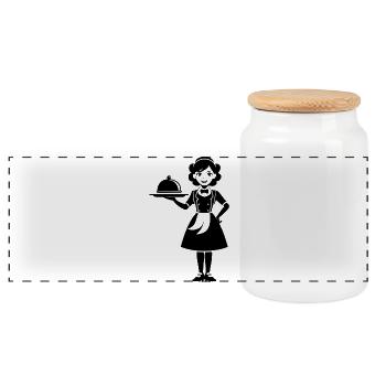 Serveuse - Boîte à biscuits avec couvercle en bois - blanc - Devant