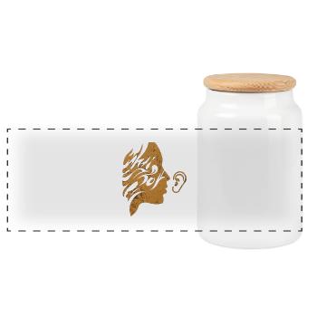 Golden Whispering Face Silhouette Minimalistische Kunst - Panorama Keksdose mit Holzdeckel - Weiß - Vorne