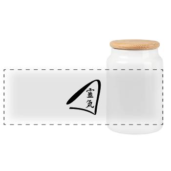 reiki icon - Panoramic Cookie Jar with Wooden Lid - white - Front
