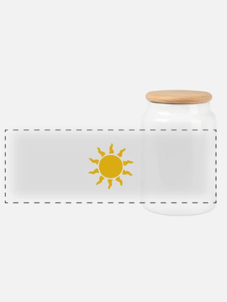 Sonne - Panorama Keksdose mit Holzdeckel - Weiß