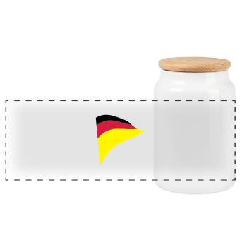Germany - Panoramic Cookie Jar with Wooden Lid - white - Front
