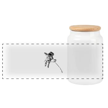 Astronaut 2 - Panorama Keksdose mit Holzdeckel - Weiß - Vorne