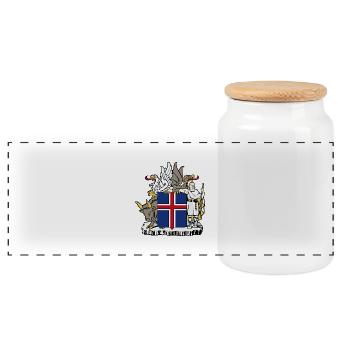 Iceland coat arms - Panorama Keksdose mit Holzdeckel - Weiß - Vorne