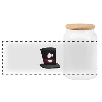 Top Hat Smiley - Panoramic Cookie Jar with Wooden Lid - white - Front