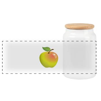 Apple - Panoramic Cookie Jar with Wooden Lid - white - Front
