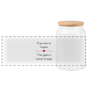 mignon - Boîte à biscuits avec couvercle en bois - blanc - Devant