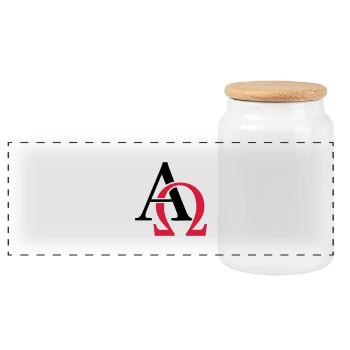 Alpha & Omega - Panoramic Cookie Jar with Wooden Lid - white - Front