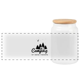 Camping Therapie - Panorama Keksdose mit Holzdeckel - Weiß - Vorne