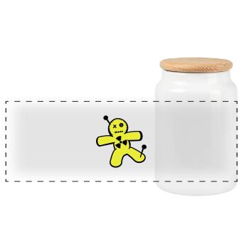 Voodoo doll against nuclear power - Panoramic Cookie Jar with Wooden Lid - white - Front