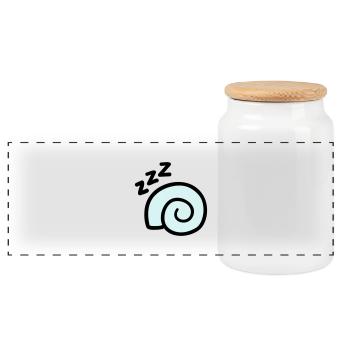 Sleeping snail - Panoramic Cookie Jar with Wooden Lid - white - Front