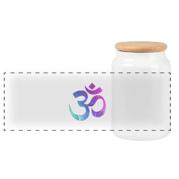 yoga om 4 - Panorama Keksdose mit Holzdeckel - Weiß - Vorne
