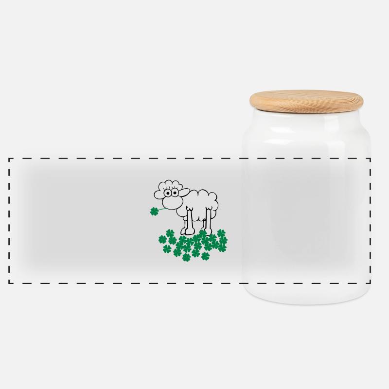 st. Patricks schaf - Panorama Keksdose mit Holzdeckel - Weiß