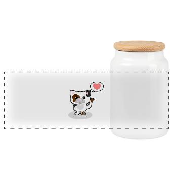 chat doux - Boîte à biscuits avec couvercle en bois - blanc - Devant