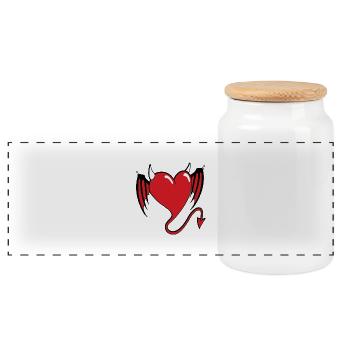 coeur diable - Boîte à biscuits avec couvercle en bois - blanc - Devant