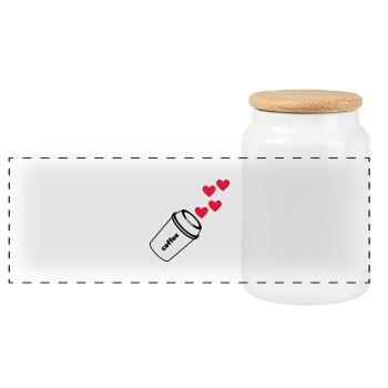 coffe love Kaffee Liebe - Panorama Keksdose mit Holzdeckel - Weiß - Vorne