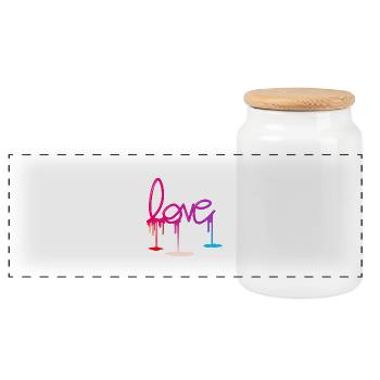 Love - Boîte à biscuits avec couvercle en bois - blanc - Devant