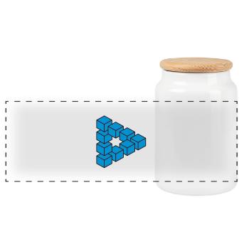Optical illusion - Impossible figure - Panoramic Cookie Jar with Wooden Lid - white - Front