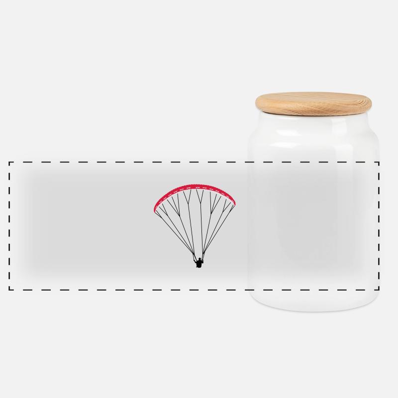 Paraglider Gleitschirm - Panorama Keksdose mit Holzdeckel - Weiß